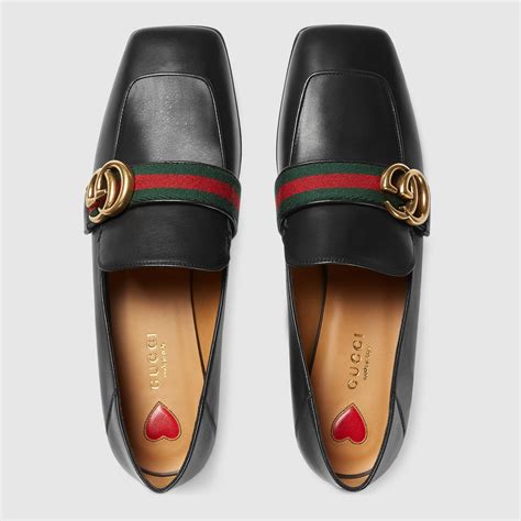 gucci leather double-g loafer pump sizing|gucci fluffy loafers.